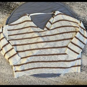 Charlotte Russe Striped Knot Back Sweater Blouse